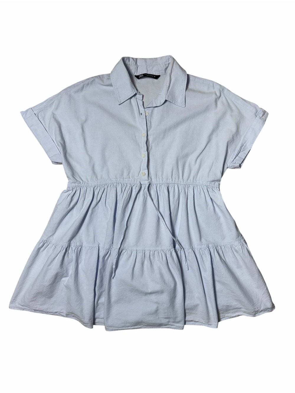 Zara Light Blue Short Sleeve Mini Dress / Long Tunic Womens XS